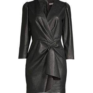 NWT! Rebecca Taylor Black LS Vegan Leather Dress Size 6